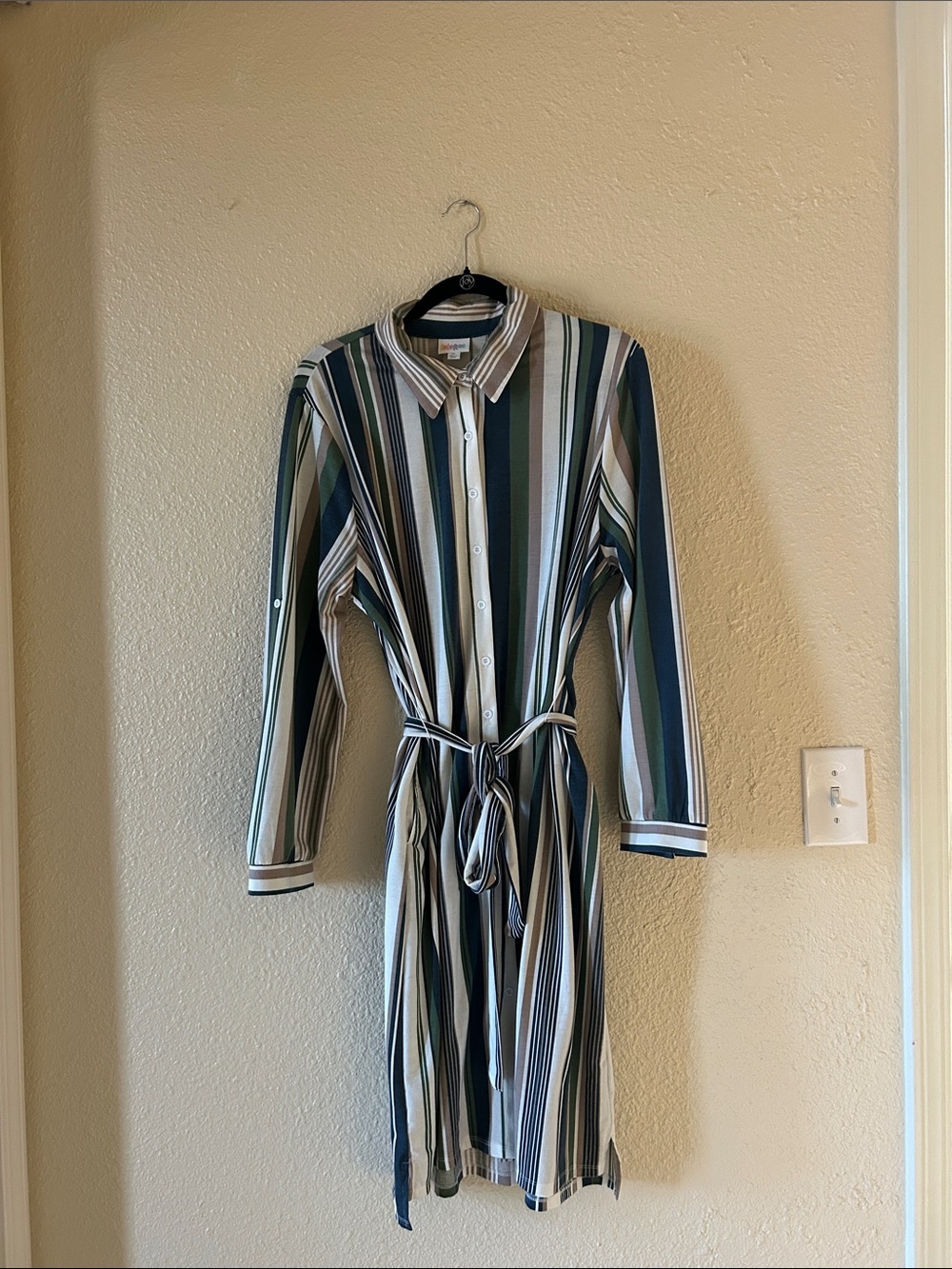Striped Button-Front Shirt Dress